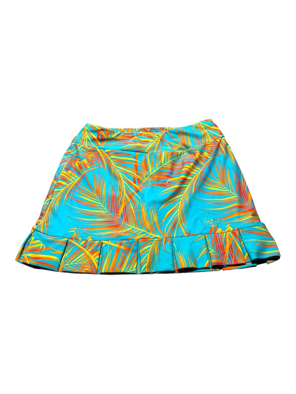 Tzu Tzu Womens Small Samba skort teal Tropical palm leaf print Athletic Golf - Picture 4 of 8
